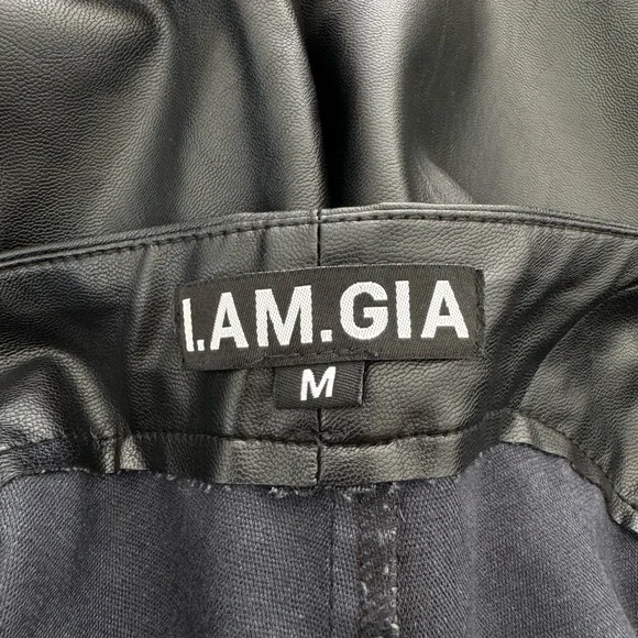 I.AM.GIA Black Pants Women's M Faux Leather Wide Leg Trousers Flare - Picture 4 of 6